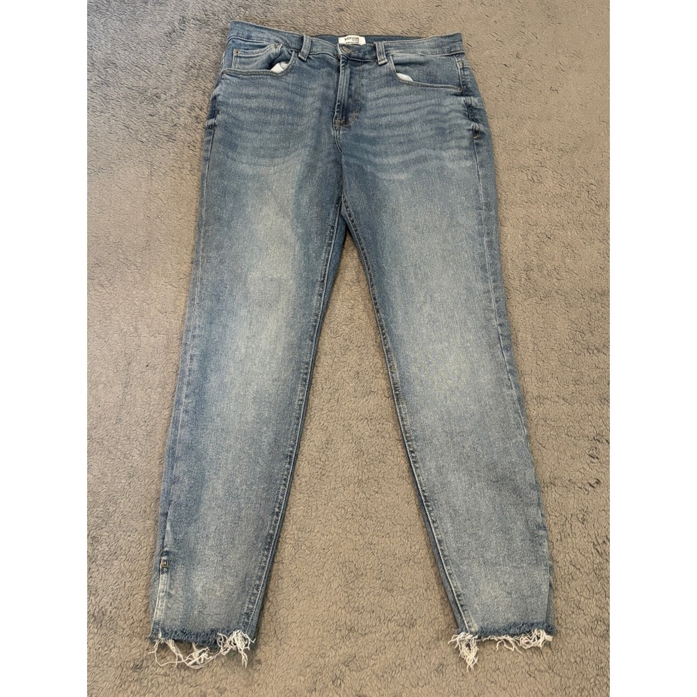 Kensie Jeans Vintage Luxe The Kelsey High Rise Skinny Blue Frayed Hem Size 10/30